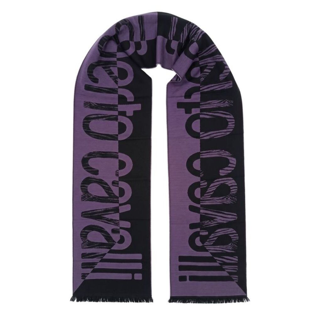 Roberto Cavalli ESZ063 03000 Purple Wool Blend Signature Mens Scarf